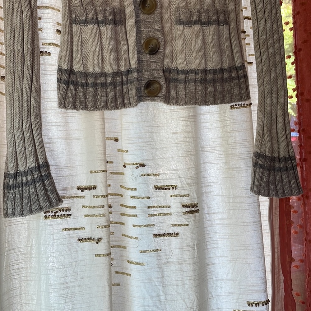 Free People Oatmeal Angora Ribbed Button Cardigan size Medium - Picture 4 of 7